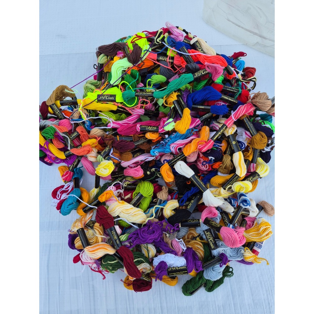 J&P Coats Embroidery Floss Lot 100+ 100% Cotton Variegated & Solid Colors Skeins